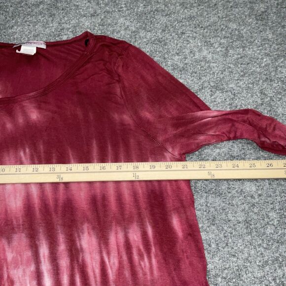 Janette Plus Blouse Womens 2XL Red Tie Dye Casual Tunic Lace Trim Flowy - Picture 5 of 7